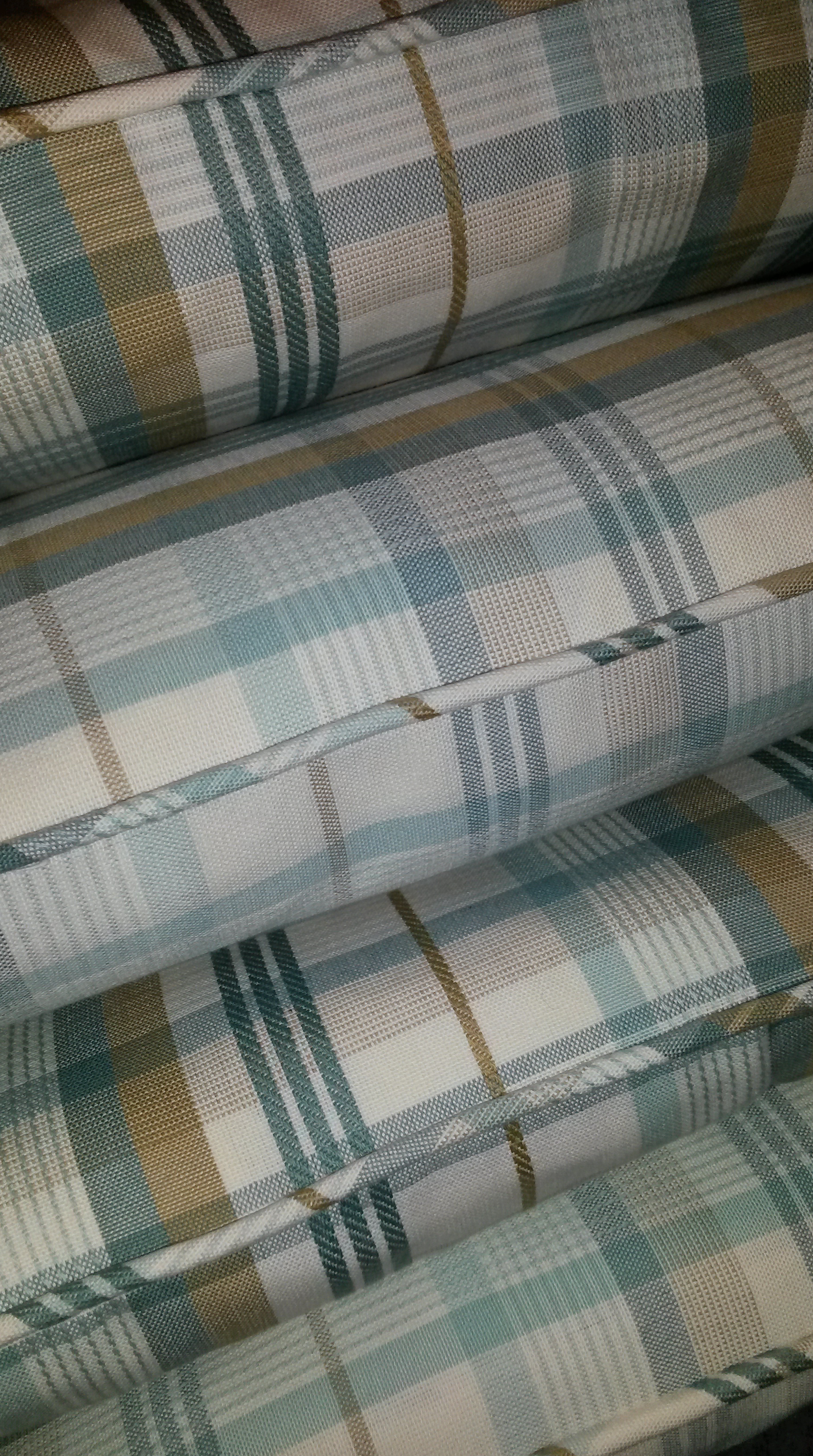 Piped and zipped check cushions bespoke Winchcombe