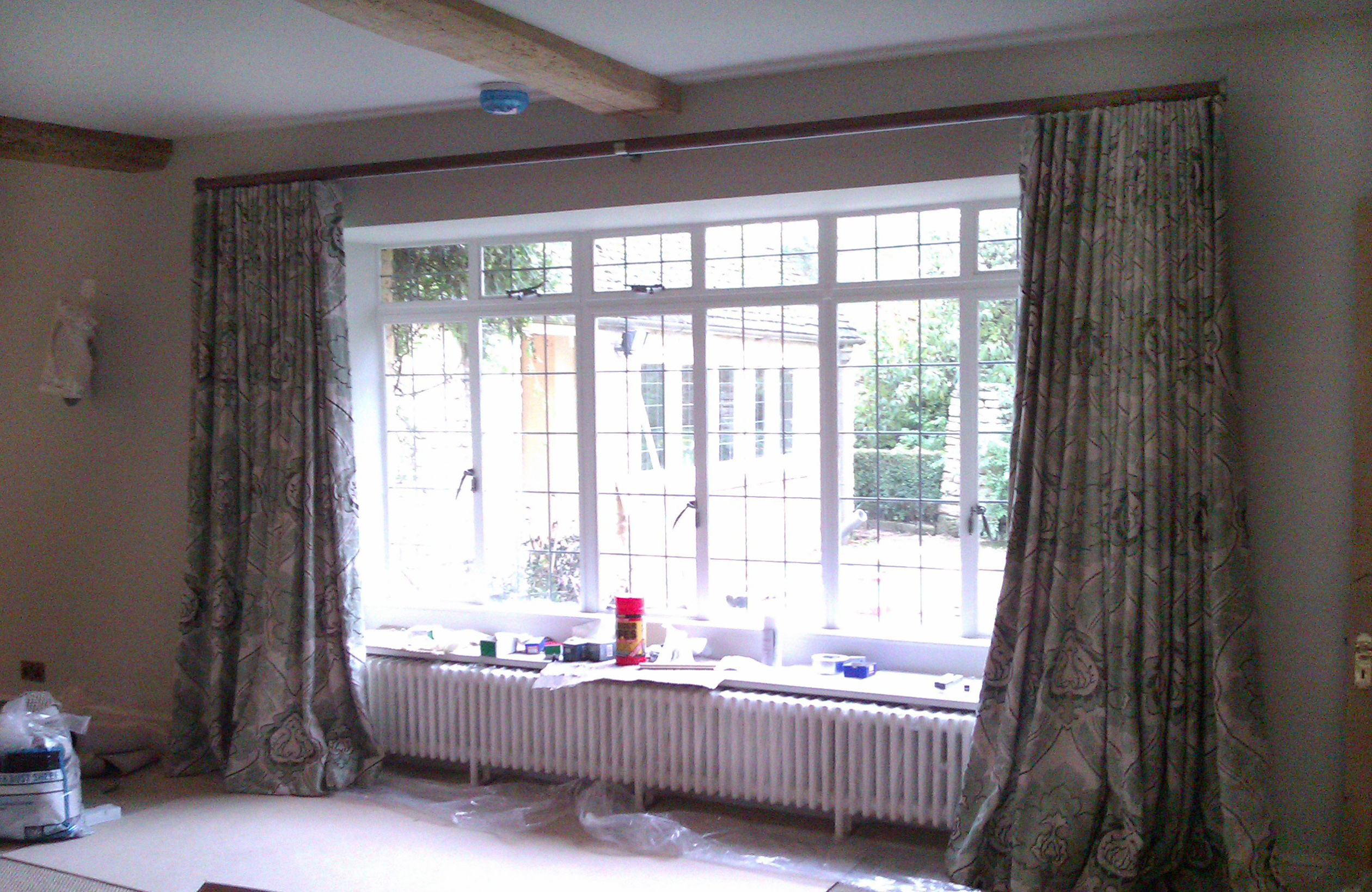 Mock wave interlined curtains in paradiso portinari by nina campbell on Walcot House tracked pole - Lower Slaughter